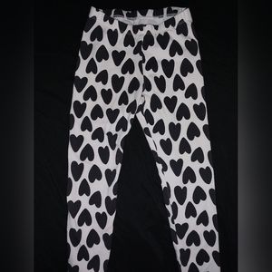 Black Heart Patterned Pants